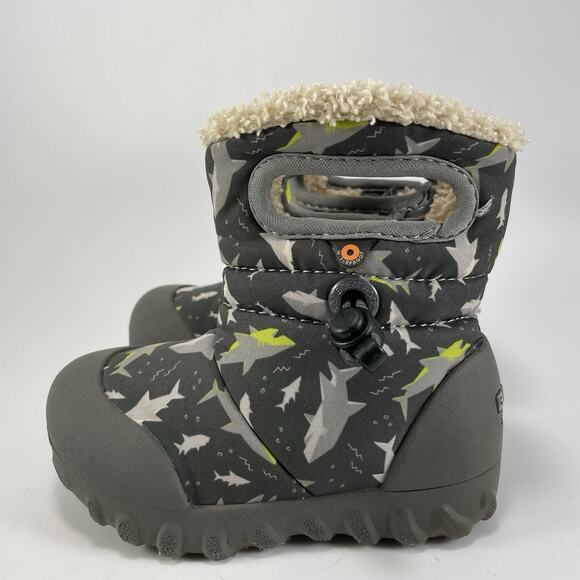 Bogs BMoc Handle Rain Boots Baby Girl Size 7 Sharks Gray Warm Lined Infant - Picture 3 of 11